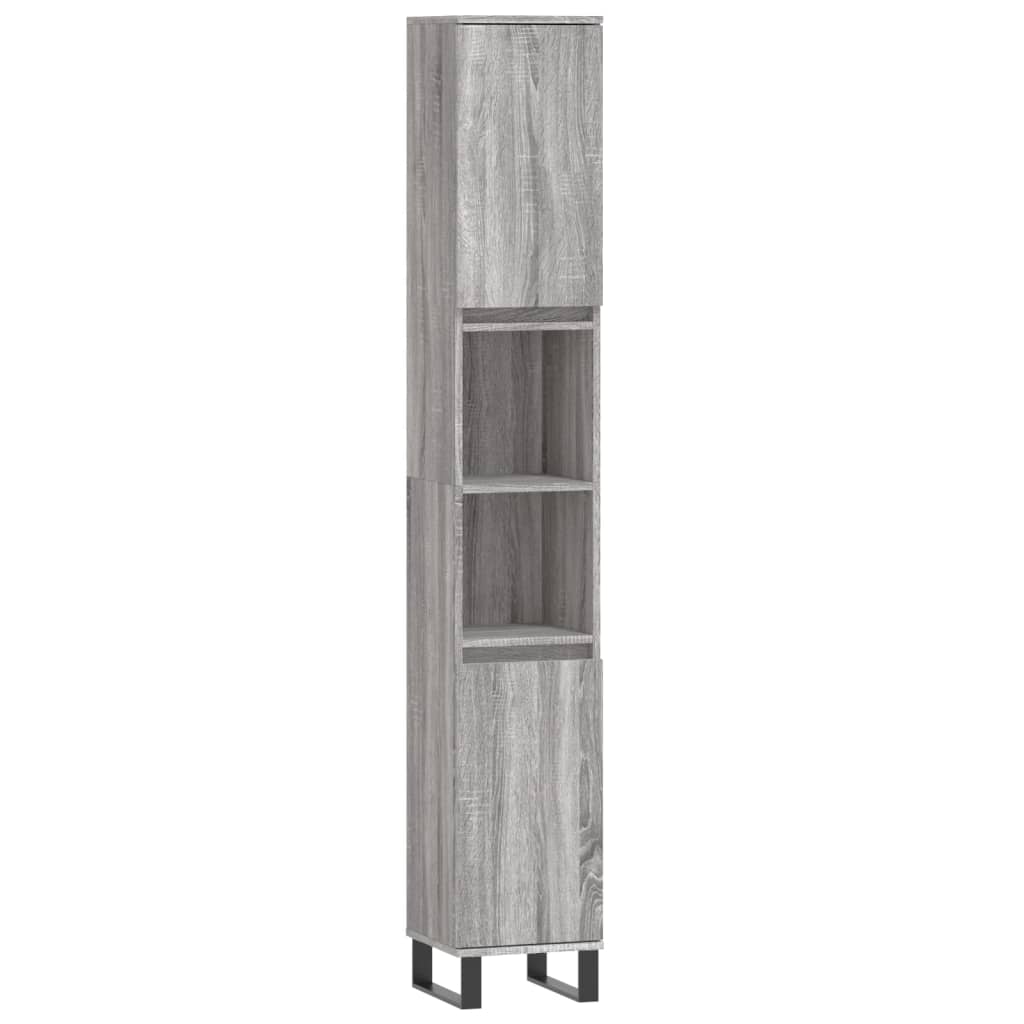 Set Mobili da Bagno 3 pz Grigio Sonoma in Legno Multistrato | homemem39