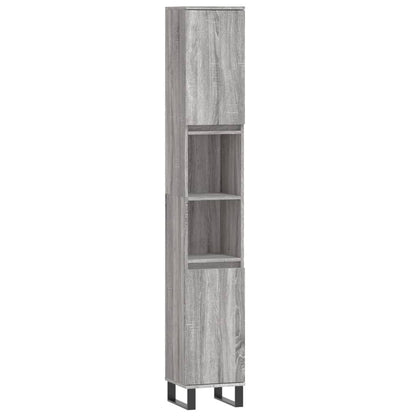 Set Mobili da Bagno 3 pz Grigio Sonoma in Legno Multistrato | homemem39