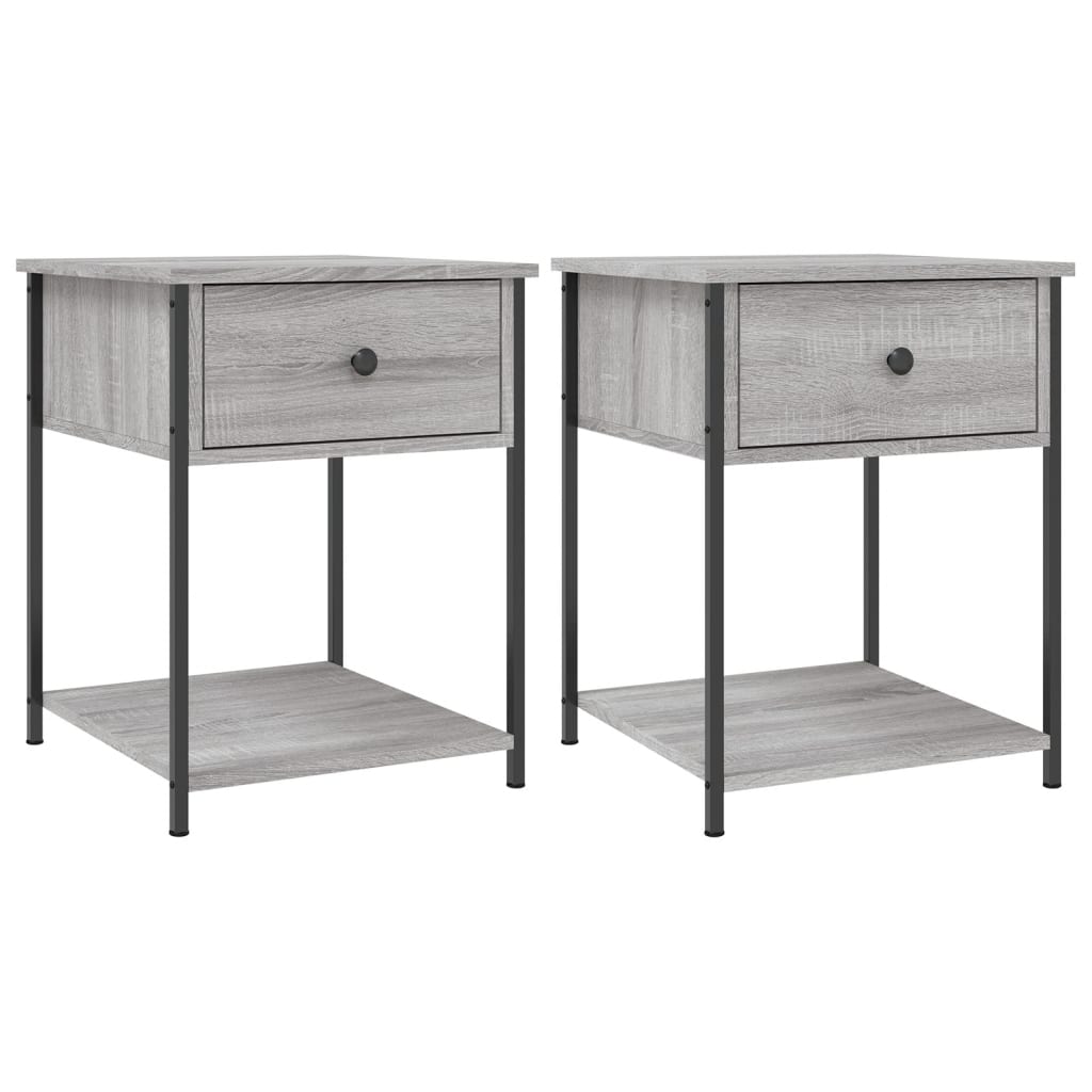 Comodini 2 pz Grigio Sonoma 44x45x58 cm in Legno Multistrato