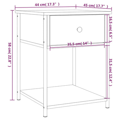 Comodino Marrone Fumo 44x45x58 cm in Legno Multistrato