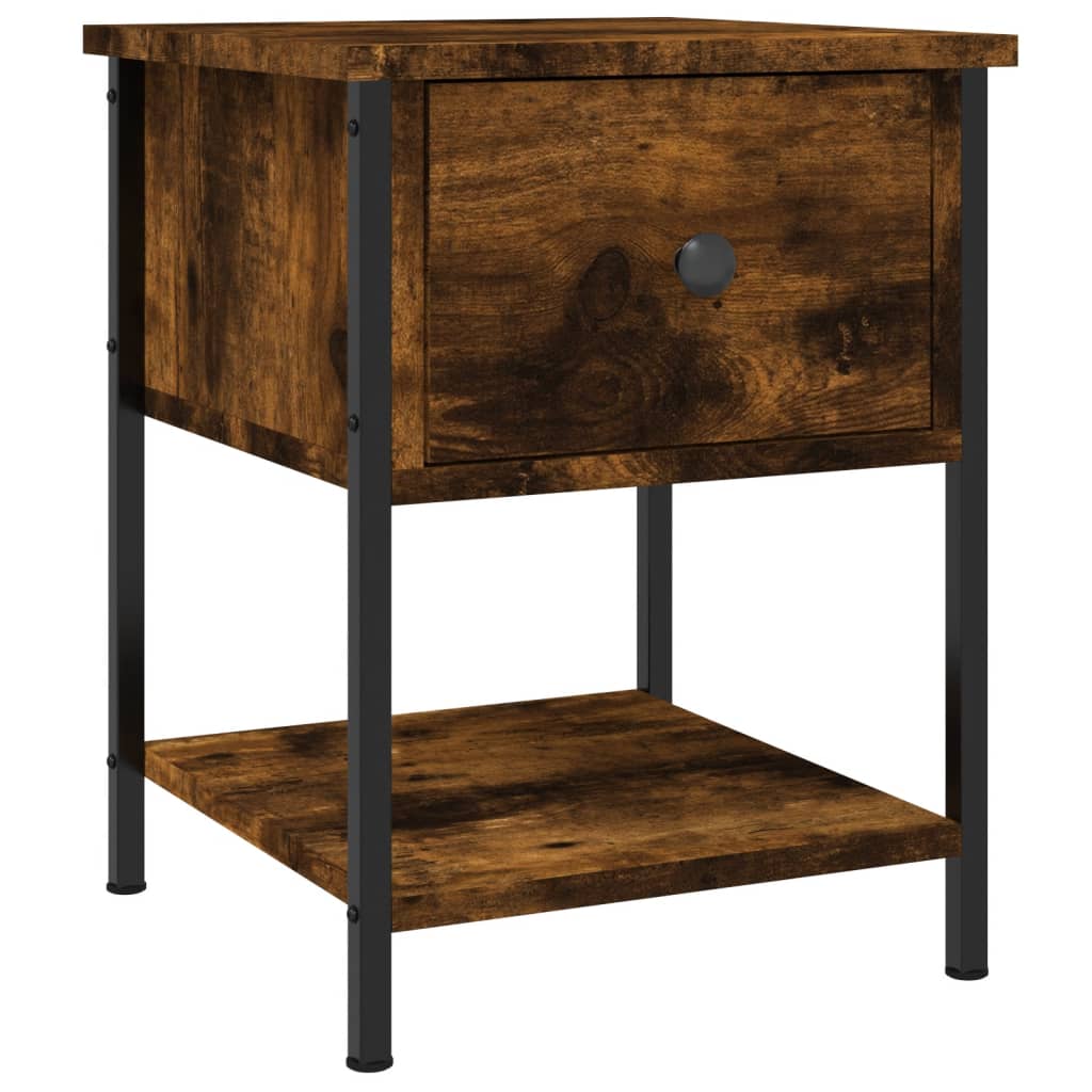 Comodini 2 pz Rovere Fumo 34x35,5x45 cm in Legno Multistrato
