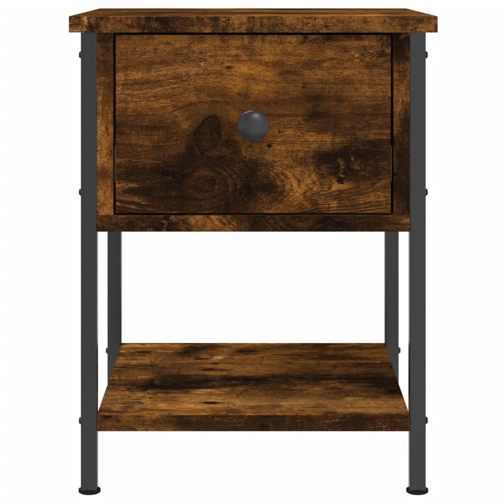 Comodini 2 pz Rovere Fumo 34x35,5x45 cm in Legno Multistrato