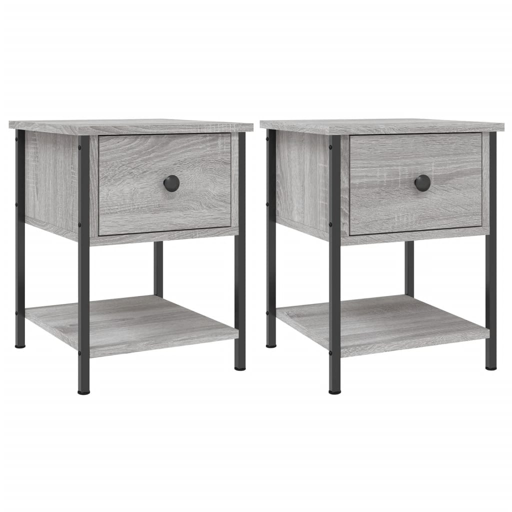 Comodini 2 pz Grigio Sonoma 34x35,5x45 cm in Legno Multistrato