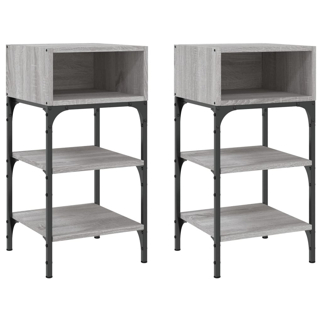 Comodini 2 pz Grigio Sonoma 35x34,5x70 cm in Legno Multistrato