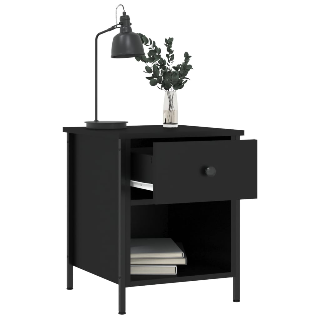 Comodini 2 pz Neri 40x42x50 cm in Legno Multistrato