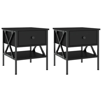 Comodini 2 pz Neri 40x42x45 cm in Legno Multistrato