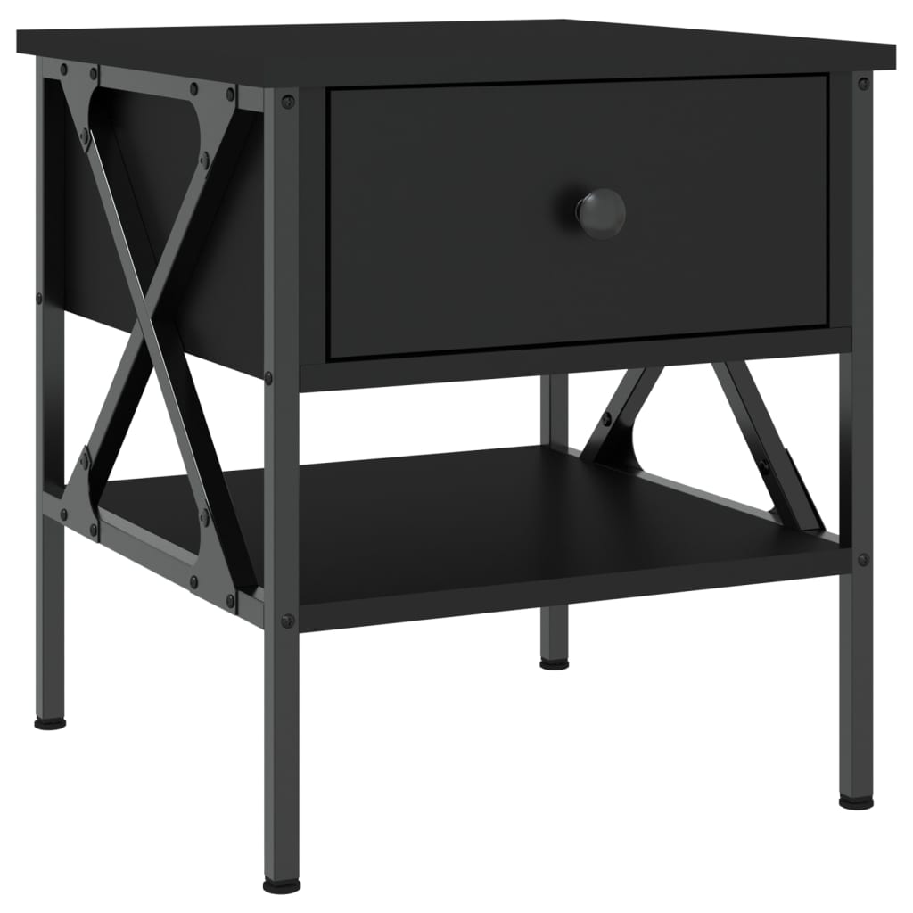 Comodini 2 pz Neri 40x42x45 cm in Legno Multistrato