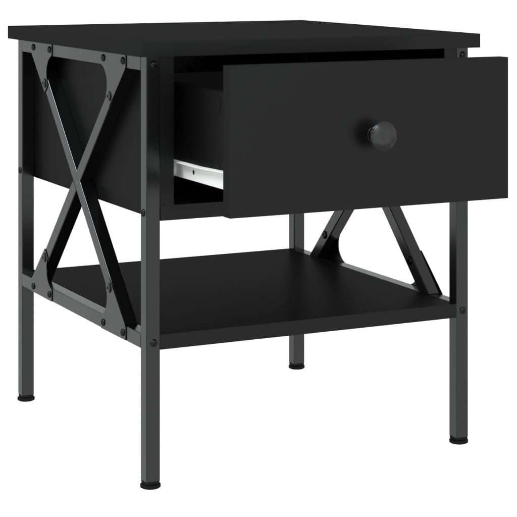 Comodini 2 pz Neri 40x42x45 cm in Legno Multistrato