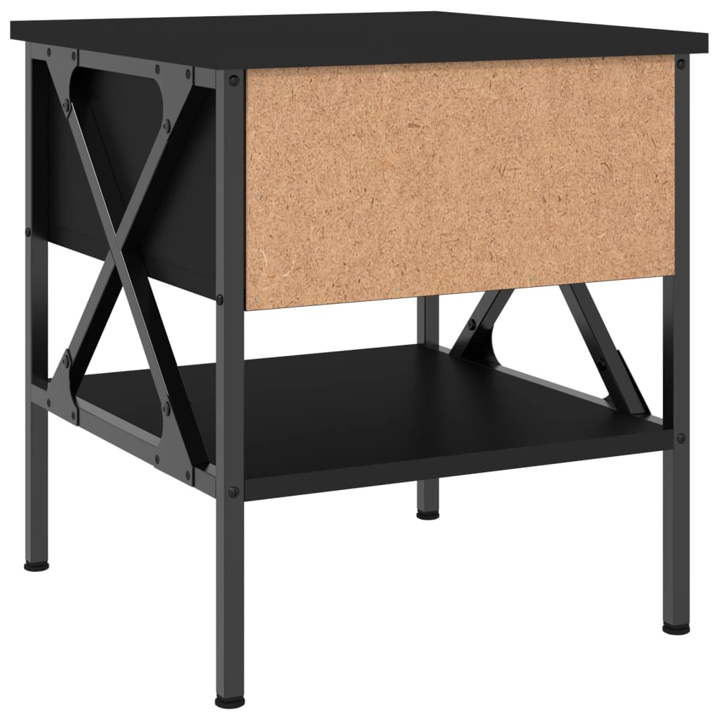 Comodini 2 pz Neri 40x42x45 cm in Legno Multistrato