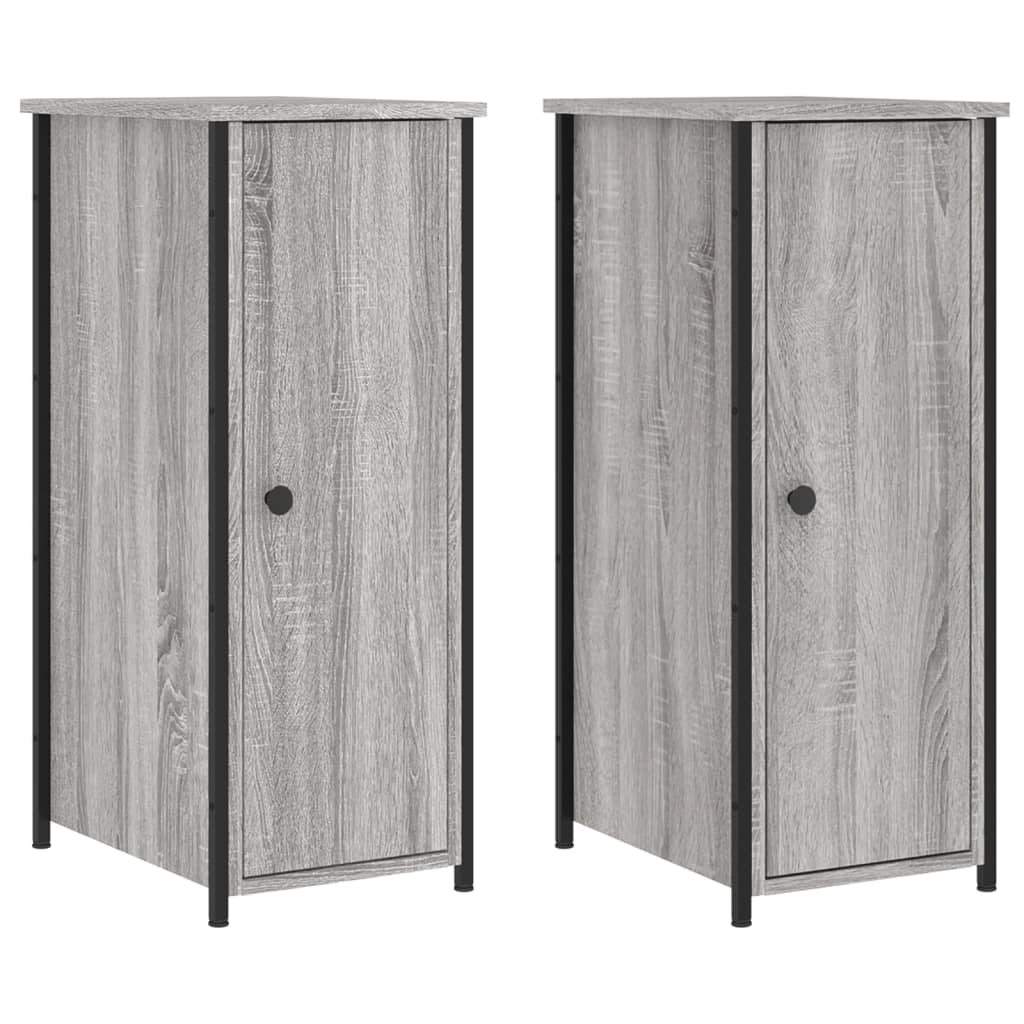 Comodini 2 pz Grigio Sonoma 32x42x80 cm in Legno Multistrato