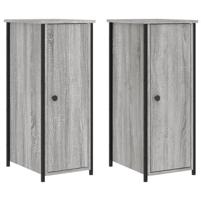 Comodini 2 pz Grigio Sonoma 32x42x80 cm in Legno Multistrato