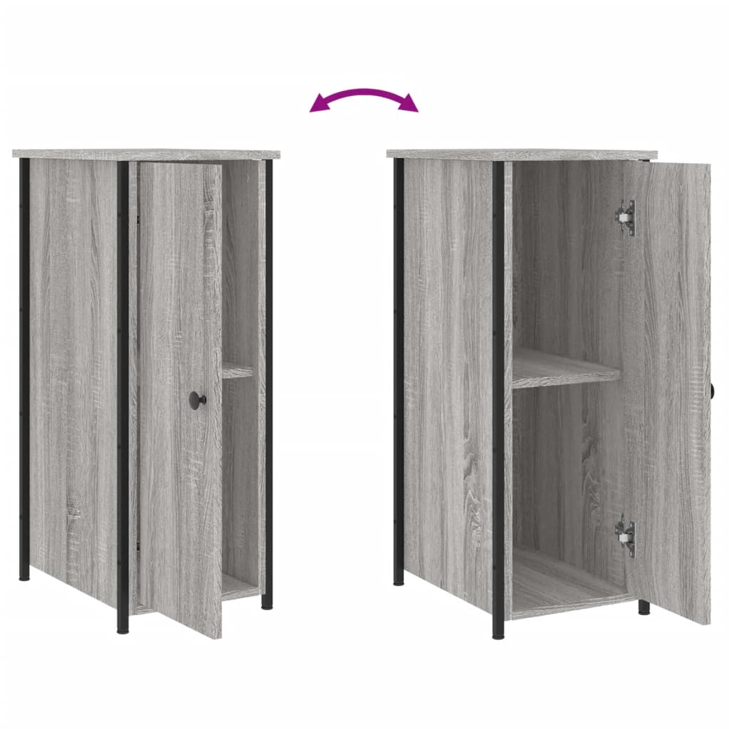 Comodini 2 pz Grigio Sonoma 32x42x80 cm in Legno Multistrato