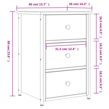Comodino Rovere Sonoma 40x36x60 cm in Legno Multistrato