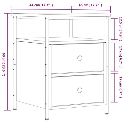 Comodino Rovere Marrone 44x45x60 cm in Legno Multistrato