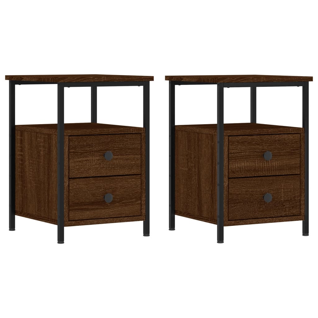 Comodini 2pz Rovere Marrone 34x35,5x50 cm in Legno Multistrato