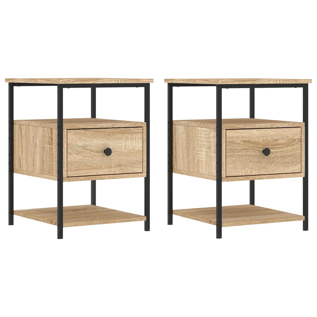 Comodini 2 pz Rovere Sonoma 40x42x56 cm in Legno Multistrato