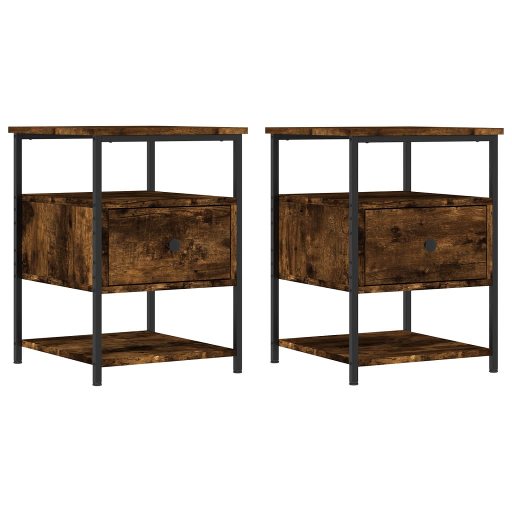 Comodini 2 pz Rovere Fumo 40x42x56 cm in Legno Multistrato