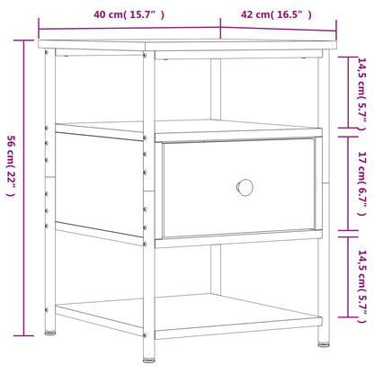 Comodino Grigio Sonoma 40x42x56 cm in Legno Multistrato