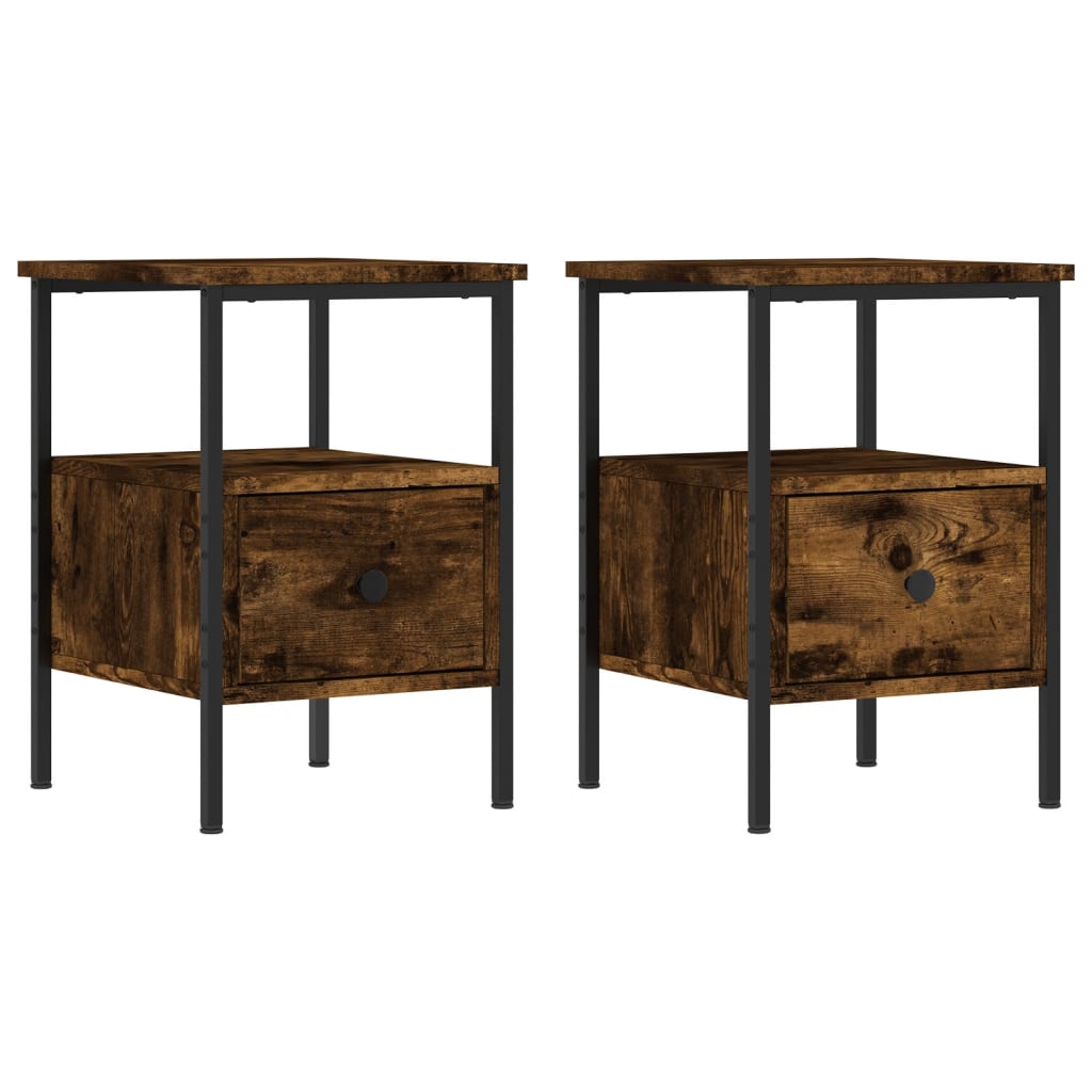 Comodini 2 pz Rovere Fumo 34x36x50 cm in Legno Multistrato