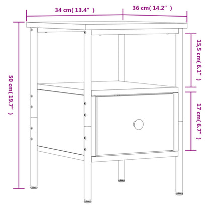 Comodino Rovere Marrone 34x35,5x50 cm in Legno Multistrato - homemem39
