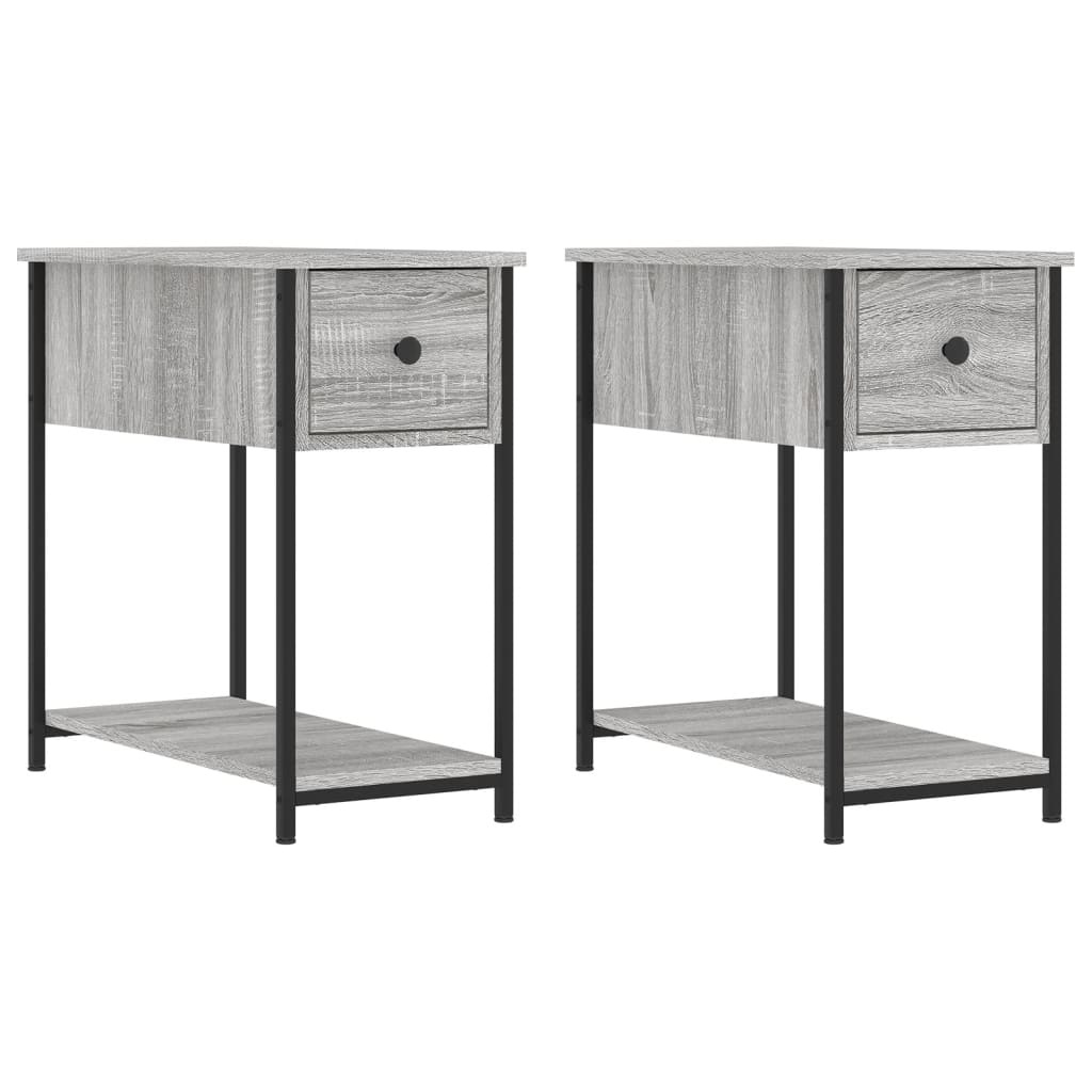 Comodini 2 pz Grigio Sonoma 30x60x60 cm in Legno Multistrato