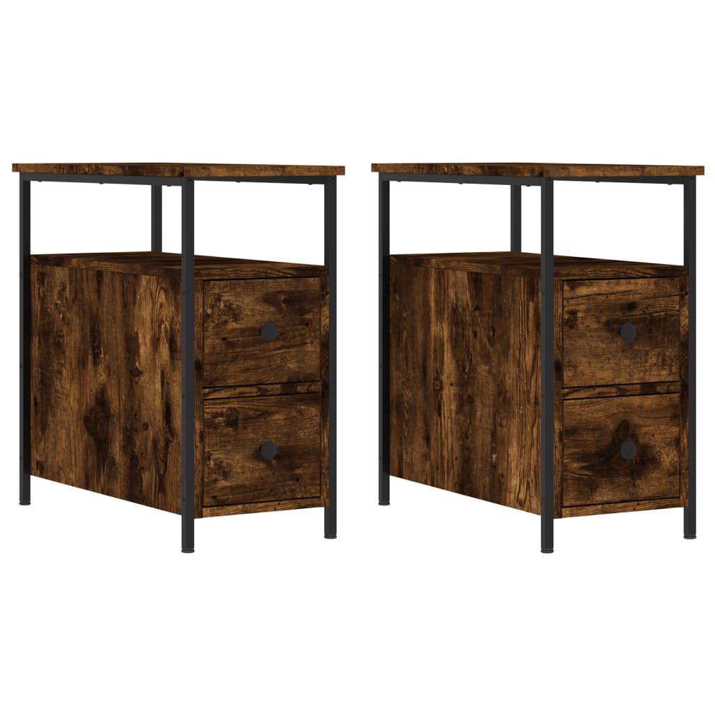 Comodini 2 pz Rovere Fumo 30x60x60 cm in Legno Multistrato
