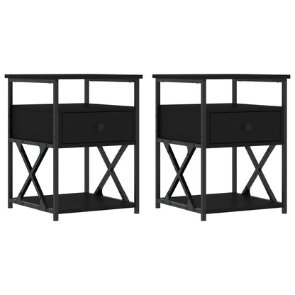 Comodini 2 pz Neri 40x42x55 cm in Legno Multistrato