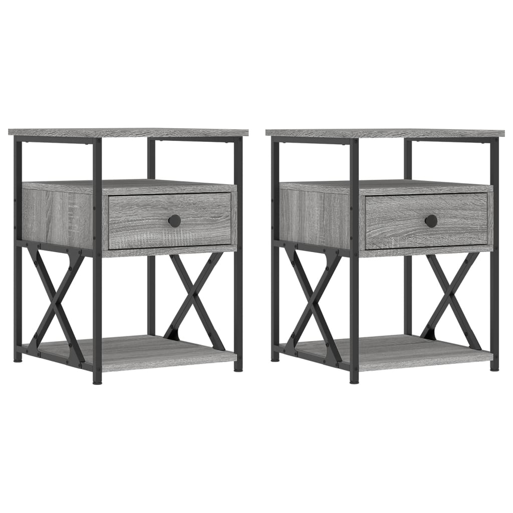 Comodini 2 pz Grigio Sonoma 40x42x55 cm in Legno Multistrato