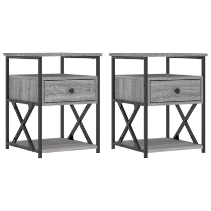 Comodini 2 pz Grigio Sonoma 40x42x55 cm in Legno Multistrato