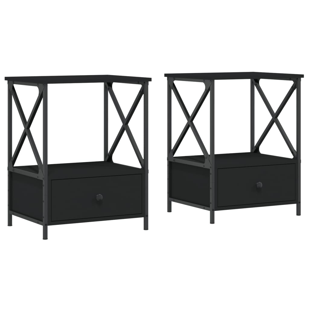 Comodini 2 pz Neri 50x41x65 cm in Legno Multistrato
