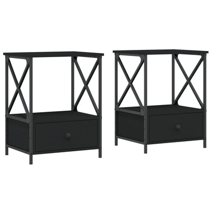 Comodini 2 pz Neri 50x41x65 cm in Legno Multistrato