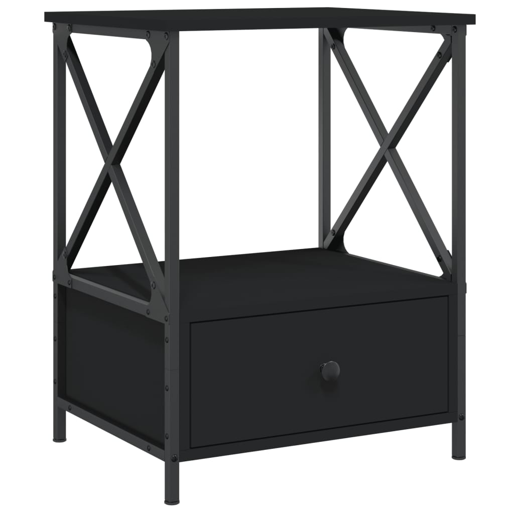 Comodini 2 pz Neri 50x41x65 cm in Legno Multistrato