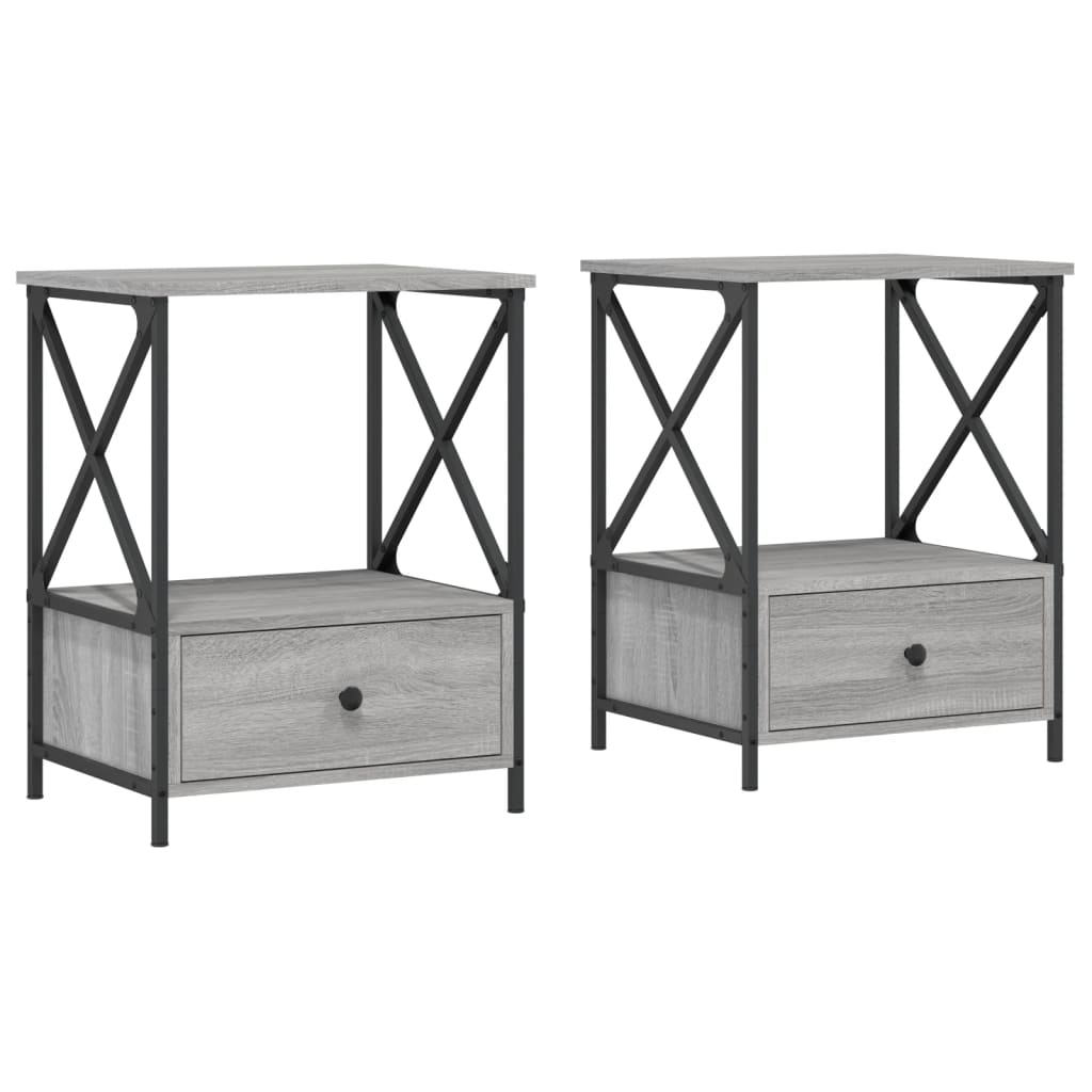 Comodini 2 pz Grigio Sonoma 50x41x65 cm in Legno Multistrato