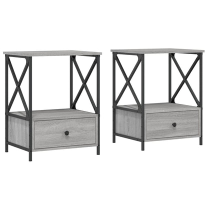 Comodini 2 pz Grigio Sonoma 50x41x65 cm in Legno Multistrato