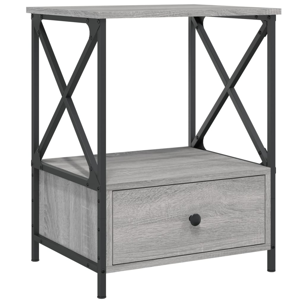Comodini 2 pz Grigio Sonoma 50x41x65 cm in Legno Multistrato