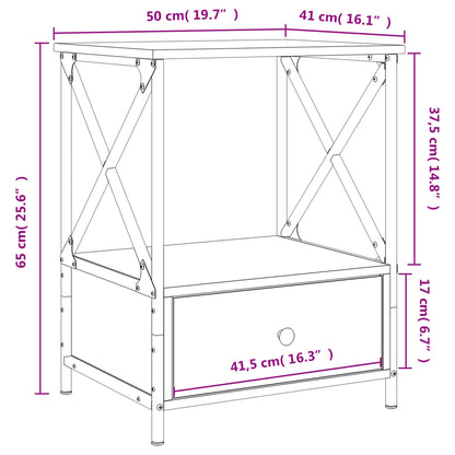 Comodini 2 pz Grigio Sonoma 50x41x65 cm in Legno Multistrato