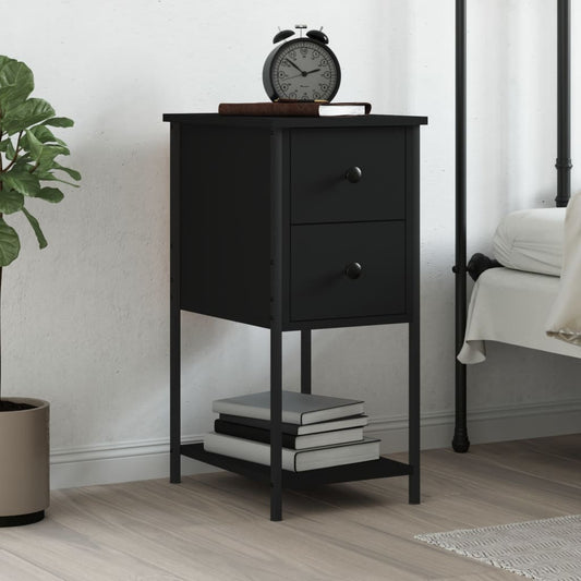 Comodino Nero 32x42x70 cm in Legno Multistrato
