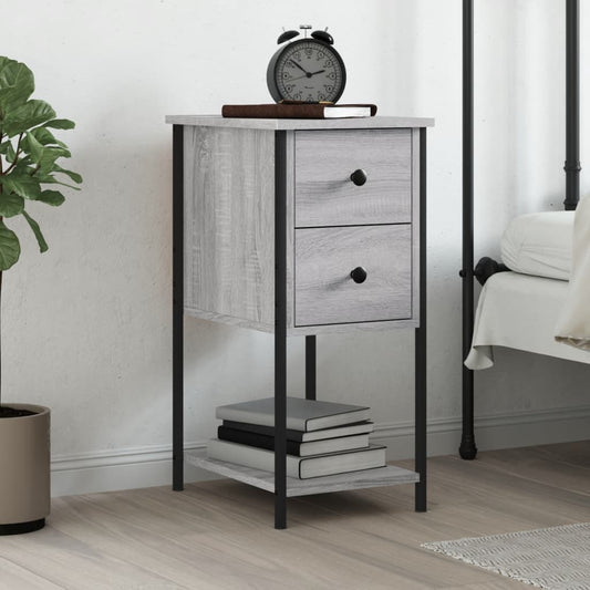 Comodino Grigio Sonoma 32x42x70 cm in Legno Multistrato