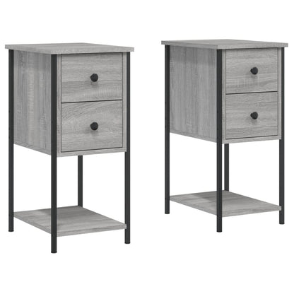 Comodini 2 pz Grigio Sonoma 32x42x70 cm in Legno Multistrato