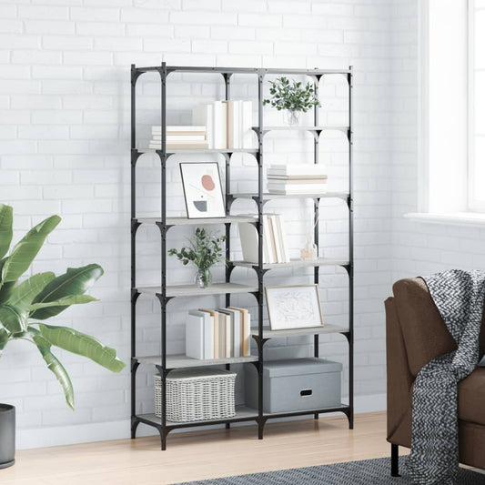 Libreria Grigio Sonoma 100x32x170 cm Legno Multistrato e Ferro | homemem39