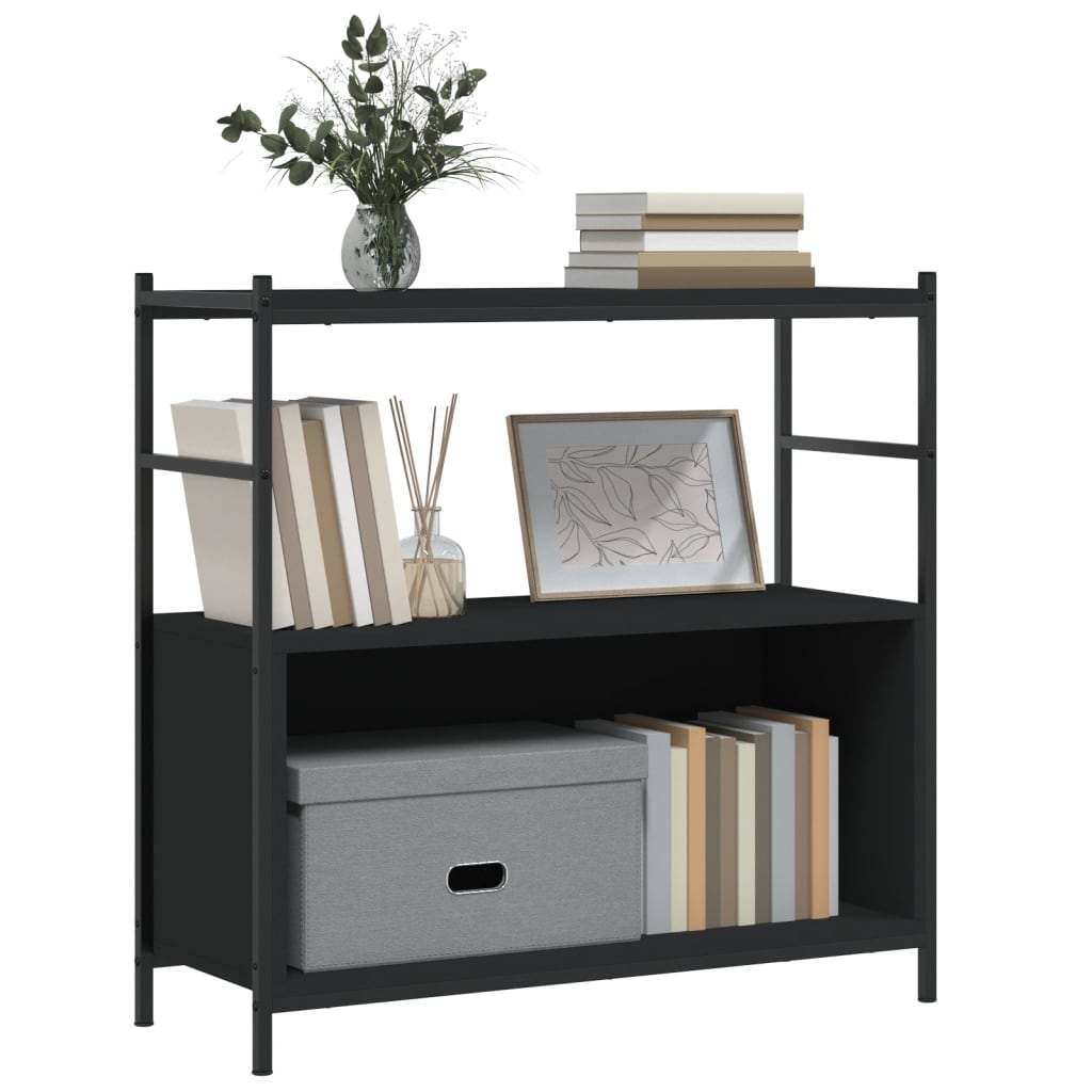 Libreria Nera 80x30x78,5 cm in Legno Multistrato e Ferro | homemem39