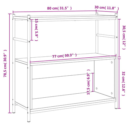 Libreria Nera 80x30x78,5 cm in Legno Multistrato e Ferro | homemem39