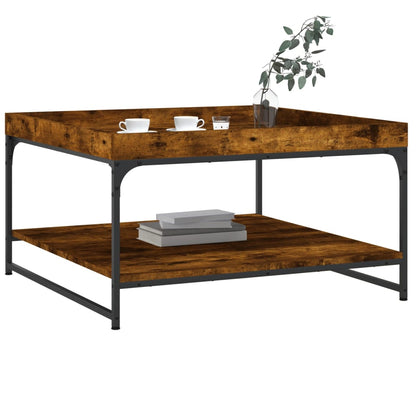 Tavolino Rovere Fumo 80x80x45 cm in Legno Multistrato e Ferro | homemem39