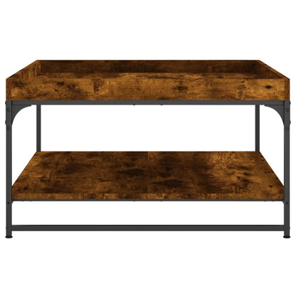 Tavolino Rovere Fumo 80x80x45 cm in Legno Multistrato e Ferro | homemem39