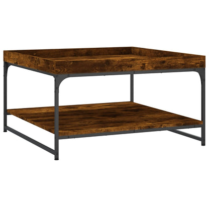 Tavolino Rovere Fumo 80x80x45 cm in Legno Multistrato e Ferro | homemem39