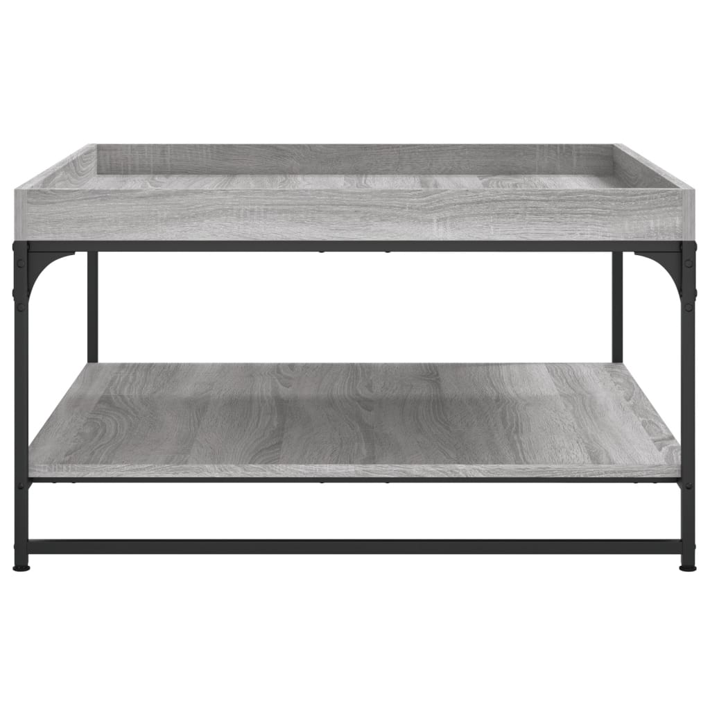 Tavolino Grigio Sonoma 80x80x45 cm in Legno Multistrato e Ferro | homemem39