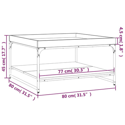 Tavolino Grigio Sonoma 80x80x45 cm in Legno Multistrato e Ferro | homemem39