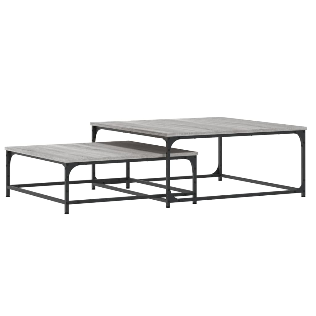 Tavolini Salotto Impilabili 2pz Grigio Sonoma Legno Multistrato | homemem39