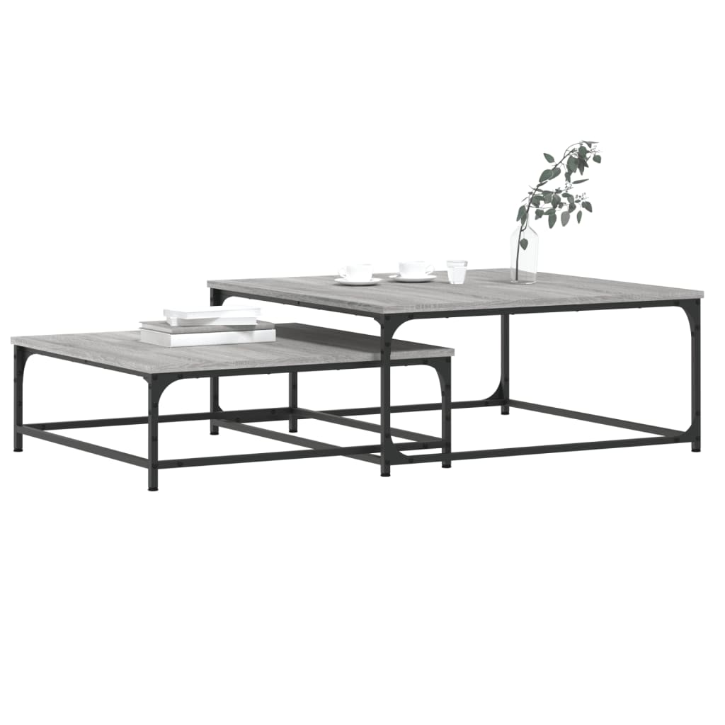 Tavolini Salotto Impilabili 2pz Grigio Sonoma Legno Multistrato | homemem39