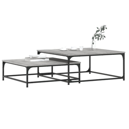 Tavolini Salotto Impilabili 2pz Grigio Sonoma Legno Multistrato | homemem39